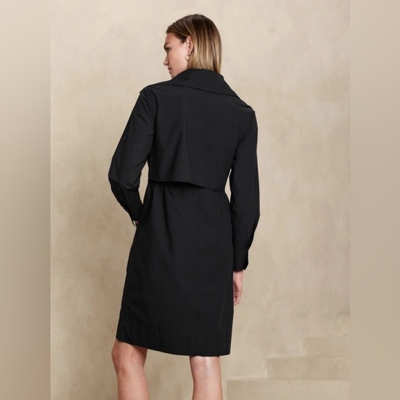 NWT! Banana Republic Black Trench-Back Shirtdress - Size Medium 📞 - Picture 4 of 7
